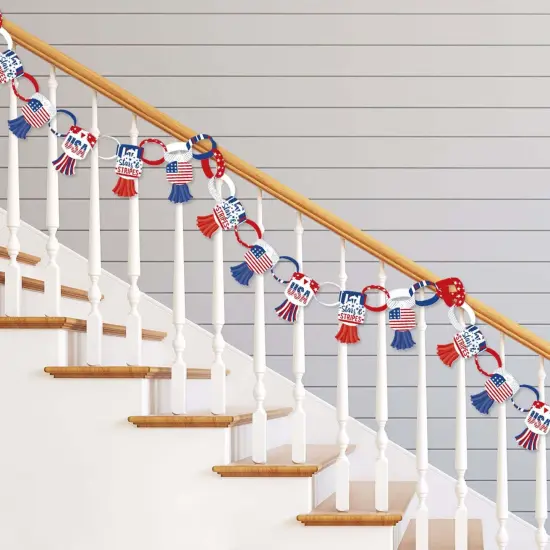 Big Dot of Happiness Stars & Stripes - 90 Chain Links & 30 Paper Tassels Kit - Memorial Day, 4th of July and Labor Day Paper Chains Garland - 21 feet {3}