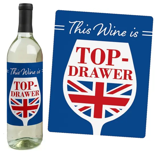 Big Dot of Happiness Cheerio, London - British UK Party Decorations for Women and Men - Wine Bottle Label Stickers - Set of 4 {7}