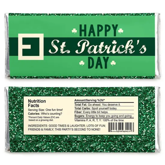 Big Dot of Happiness St. Patrick's Day - Candy Bar Wrapper Saint Paddy's Day Party Favors - Set of 24 {3}