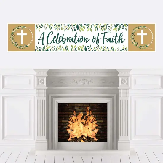 Big Dot of Happiness Elegant Cross - Religious Party Decorations Party Banner {1}