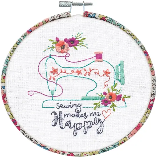 Dimensions Embroidery Kit 6" Round-Sew Happy {1}