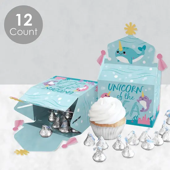 Big Dot of Happiness Narwhal Girl - Treat Box Party Favors - Under The Sea Baby Shower or Birthday Party Goodie Gable Boxes - Set of 12 {4}