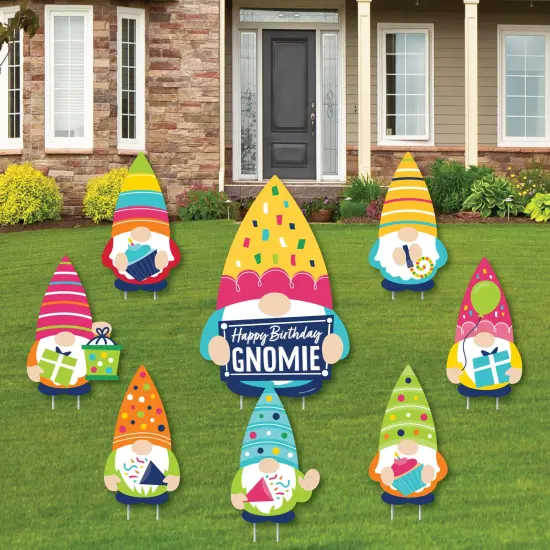 Big Dot of Happiness Gnome Birthday - Yard Sign and Outdoor Lawn Decorations - Happy Birthday Party Yard Signs - Set of 8 {1}