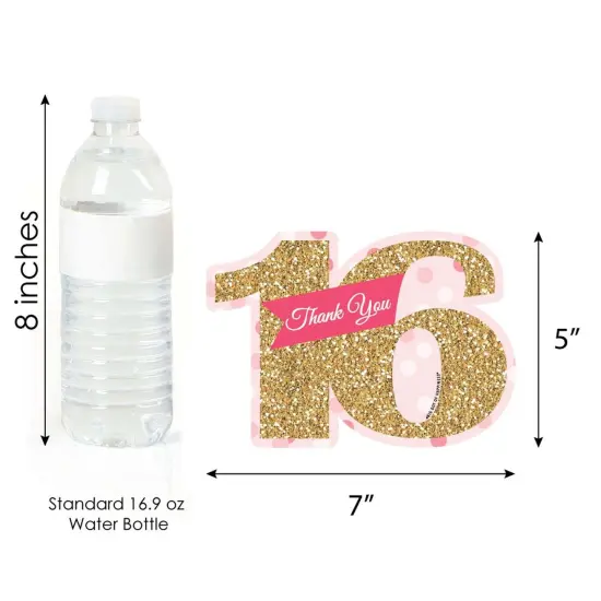 Big Dot of Happiness Sweet 16 - Shaped Thank You Cards - 16th Birthday Party Thank You Note Cards with Envelopes - Set of 12 {7}