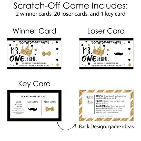 Big Dot of Happiness 1st Birthday Little Mr. Onederful - Boy First Birthday Party Game Scratch Off Cards - 22 Count {6}