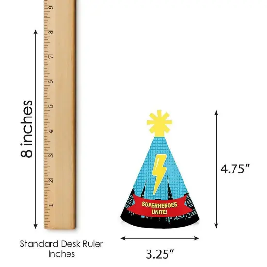 Big Dot of Happiness Bam Superhero - Mini Cone Baby Shower or Birthday Party Hats - Small Little Party Hats - Set of 8 {7}