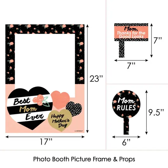 Big Dot of Happiness Best Mom Ever - Mother's Day Selfie Photo Booth Picture Frame & Props - Printed on Sturdy Material {6}