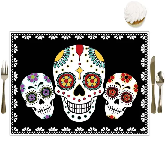 Big Dot of Happiness Day of The Dead - Party Table Decorations - Sugar Skull Party Placemats - Set of 16 {1}