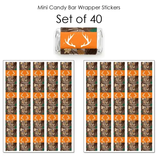 Big Dot of Happiness Gone Hunting - Mini Candy Bar Wrapper Stickers - Deer Hunting Camo Baby Shower or Birthday Party Small Favors - 40 Count {4}
