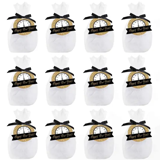 Big Dot of Happiness New Year&rsquo;s Eve - Gold - New Years Eve Party Clear Goodie Favor Bags - Treat Bags With Tags - Set of 12 {7}