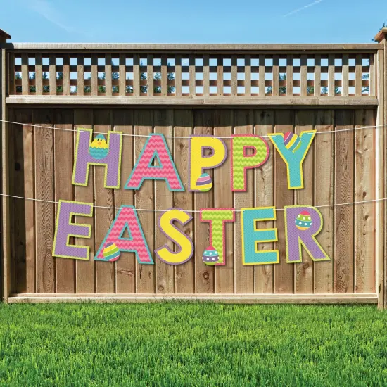 Big Dot of Happiness Hippity Hoppity - Large Easter Bunny Party Decorations - Happy Easter - Outdoor Letter Banner {1}