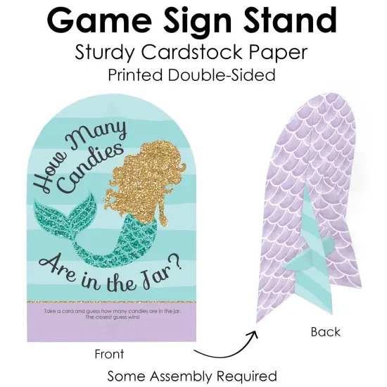 Big Dot of Happiness Let&rsquo;s Be Mermaids - How Many Candies Baby Shower or Birthday Party Game - 1 Stand and 40 Cards - Candy Guessing Game {6}