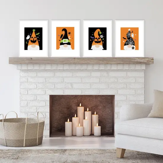 Big Dot of Happiness Halloween Gnomes - Unframed Spooky Fall Linen Paper Wall Art - Set of 4 - Artisms - 8 x 10 inches {3}