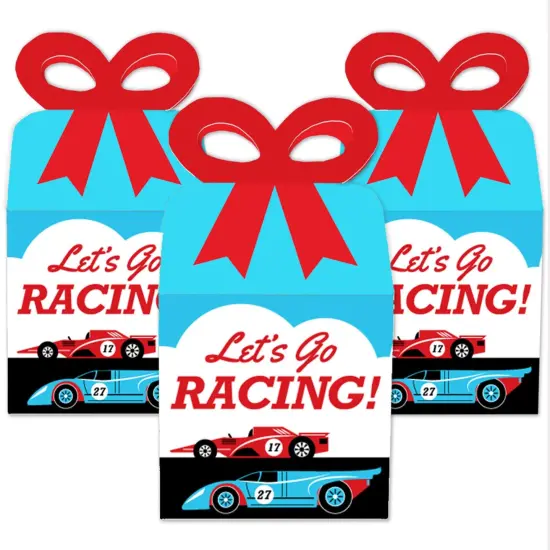 Big Dot of Happiness Let's Go Racing - Racecar - Square Favor Gift Boxes - Race Car Birthday Party or Baby Shower Bow Boxes - Set of 12 {3}