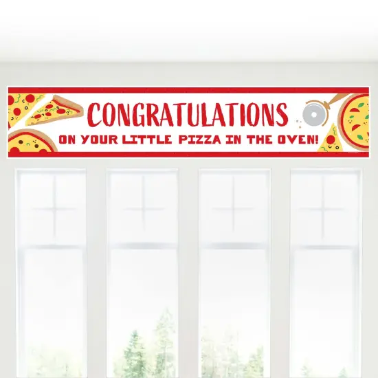 Big Dot of Happiness Pizza Party Time - Baby Shower Decorations Party Banner {6}