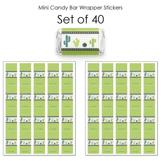 Big Dot of Happiness Prickly Cactus Party - Mini Candy Bar Wrapper Stickers - Fiesta Party Small Favors - 40 Count {4}