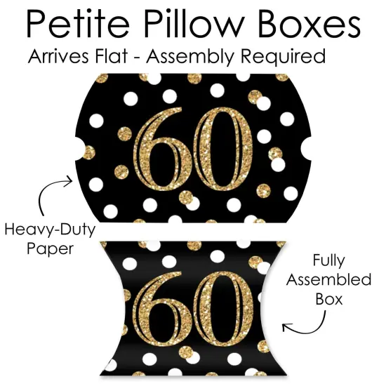 Big Dot of Happiness Adult 60th Birthday - Gold - Favor Gift Boxes - Birthday Party Petite Pillow Boxes - Set of 20 {7}