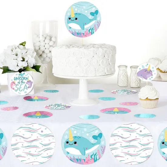 Big Dot of Happiness Narwhal Girl - Under The Sea Baby Shower or Birthday Party Giant Circle Confetti - Party Decorations - Large Confetti 27 Count {6}