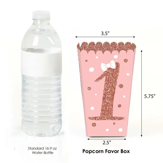 Big Dot of Happiness 1st Birthday Little Miss Onederful - Girl First Birthday Party Favor Popcorn Treat Boxes - Set of 12 {3}