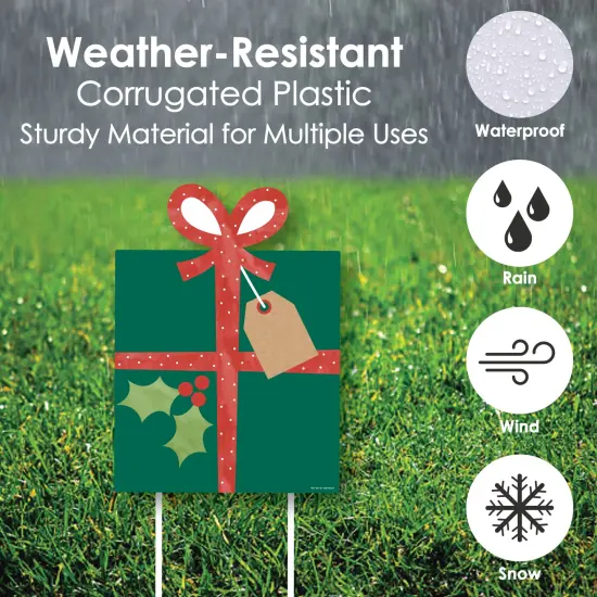 Big Dot of Happiness Happy Holiday Presents - Outdoor Lawn Sign Decorations with Stakes - Christmas Party Yard Display - 3 Pieces {4}