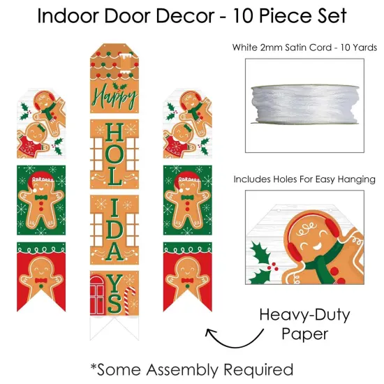 Big Dot of Happiness Gingerbread Christmas - Hanging Vertical Paper Door Banners - Gingerbread Man Holiday Party Wall Decor Kit - Indoor Door Decor {6}