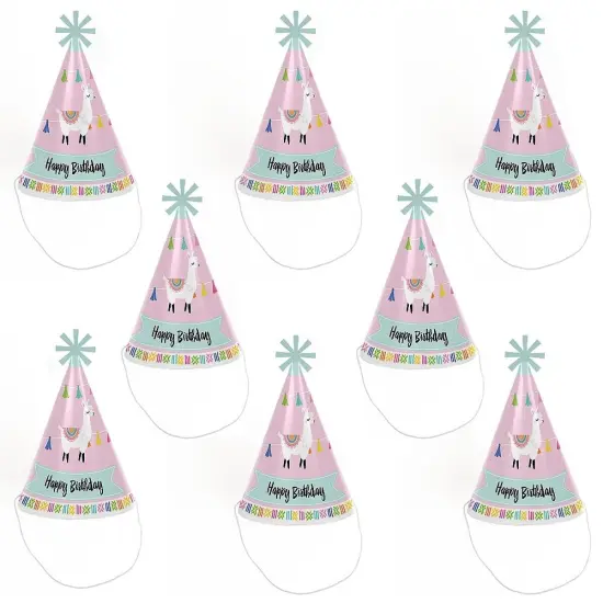 Big Dot of Happiness Whole Llama Fun - Cone Happy Birthday Party Hats for Kids and Adults - Set of 8 (Standard Size) {7}