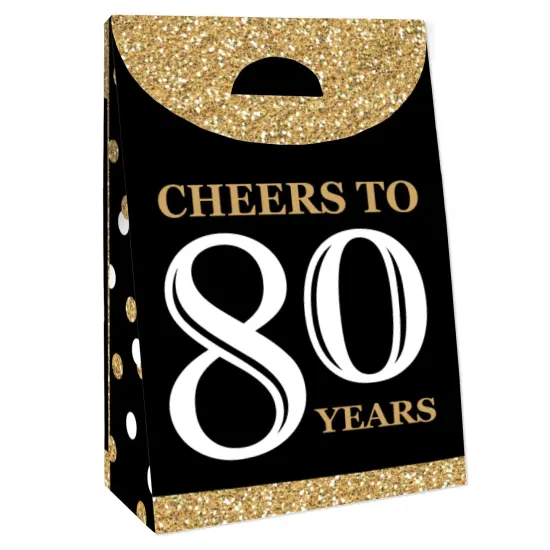 Big Dot of Happiness Adult 80th Birthday - Gold - Birthday Gift Favor Bags - Party Goodie Boxes - Set of 12 {4}