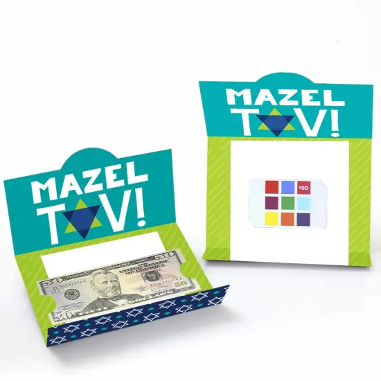 Big Dot of Happiness Blue Bar Mitzvah - Boy Party Money and Gift Card Holders - Set of 8 {3}