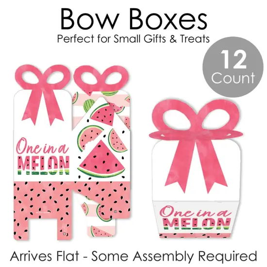 Big Dot of Happiness Sweet Watermelon - Square Favor Gift Boxes - Fruit Party Bow Boxes - Set of 12 {7}