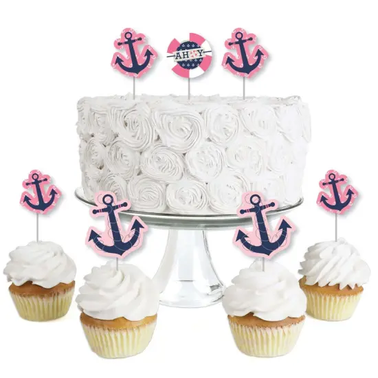 Big Dot of Happiness Ahoy - Nautical Girl - Dessert Cupcake Toppers - Baby Shower or Birthday Party Clear Treat Picks - Set of 24 {1}