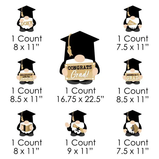 Big Dot of Happiness Grad Gnomes Outdoor Decorations - Graduation Yard Signs - Set of 8 {7}