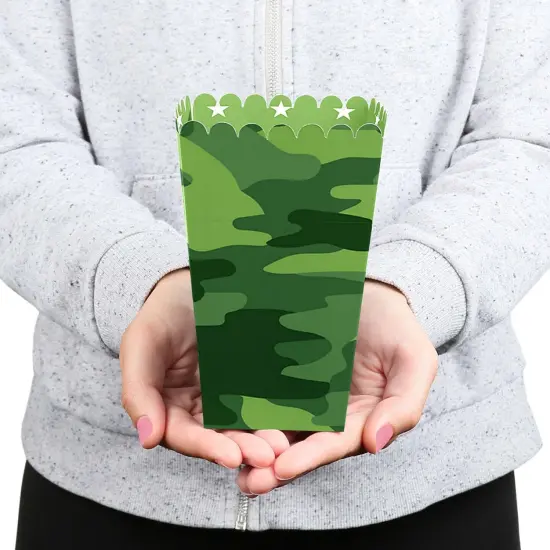 Big Dot of Happiness Camo Hero - Army Military Camouflage Party Favor Popcorn Treat Boxes - Set of 12 {6}