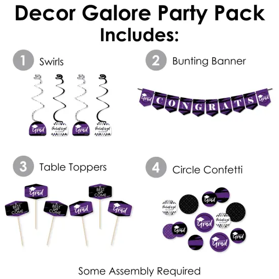 Big Dot of Happiness Purple Grad - Best is Yet to Come - Purple Graduation Party Supplies Decoration Kit - Decor Galore Party Pack - 51 Pieces {3}