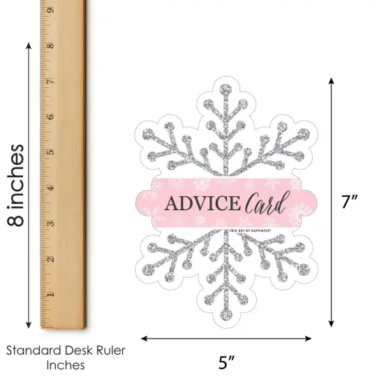 Big Dot of Happiness Pink Winter Wonderland - Wish Card Holiday Snowflake Birthday Party Baby Shower Activities - Shaped Advice Cards Game - Set of 20 {6}