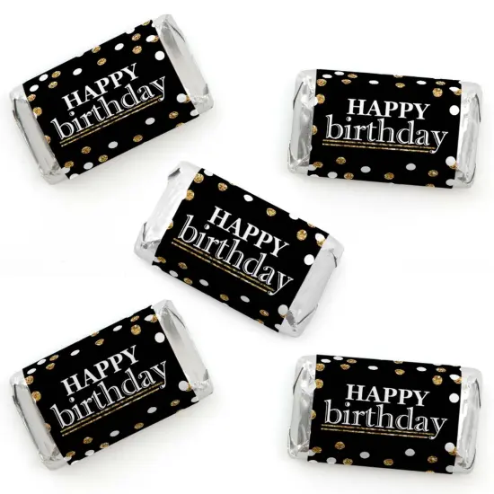 Big Dot of Happiness Adult Happy Birthday - Gold - Mini Candy Bar Wrapper Stickers - Birthday Party Small Favors - 40 Count {1}