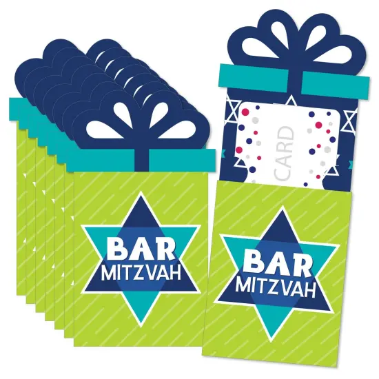Big Dot of Happiness Blue Bar Mitzvah - Boy Party Money and Gift Card Sleeves - Nifty Gifty Card Holders - Set of 8 {1}