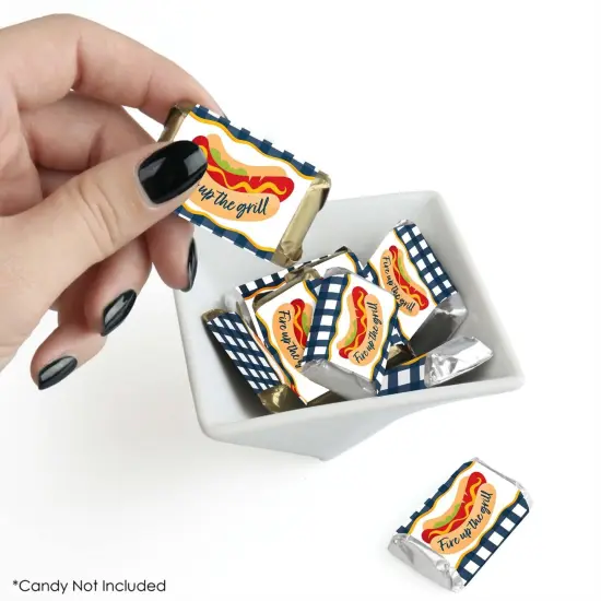 Big Dot of Happiness Fire Up the Grill - Mini Candy Bar Wrapper Stickers - Summer BBQ Picnic Party Small Favors - 40 Count {3}