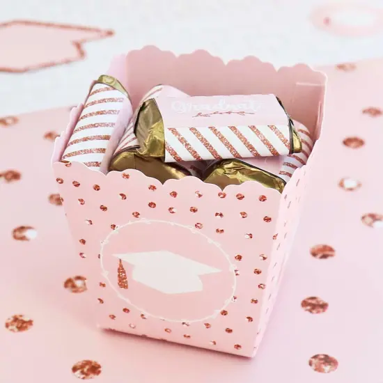 Big Dot of Happiness Rose Gold Grad - Party Mini Favor Boxes - Graduation Party Treat Candy Boxes - Set of 12 {7}