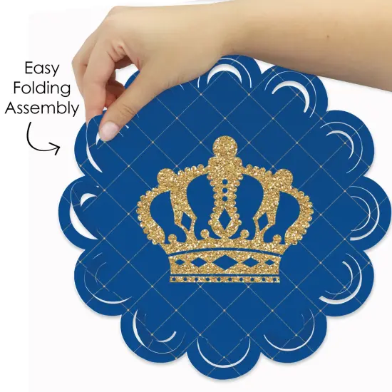 Big Dot of Happiness Royal Prince Charming - Baby Shower or Birthday Party Round Table Decorations - Paper Chargers - Place Setting For 12 {6}