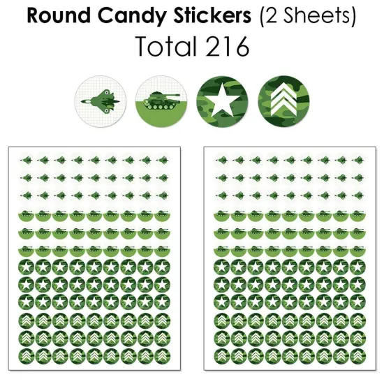 Big Dot of Happiness Camo Hero - Army Military Camouflage Party Candy Favor Sticker Kit - 304 Pieces {6}