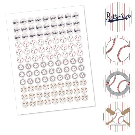 Big Dot of Happiness Batter Up - Baseball - Baby Shower or Birthday Party Round Candy Sticker Favors - Labels Fits Chocolate Candy (1 sheet of 108) {3}
