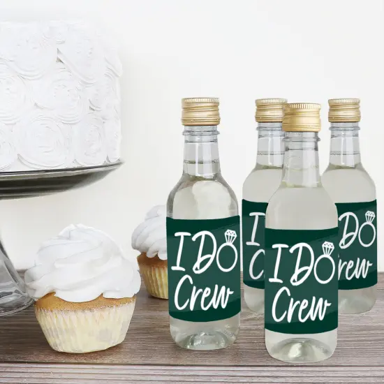 Big Dot of Happiness Emerald Elegantly Simple - Mini Wine and Champagne Bottle Label Stickers - Wedding or Bridal Shower Guest Party Favor Gift 16 Ct {4}