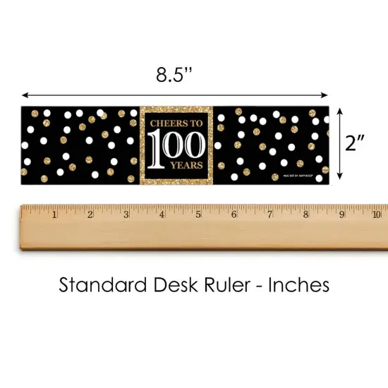 Big Dot of Happiness Adult 100th Birthday - Gold - Birthday Party Water Bottle Sticker Labels - Set of 20 {6}