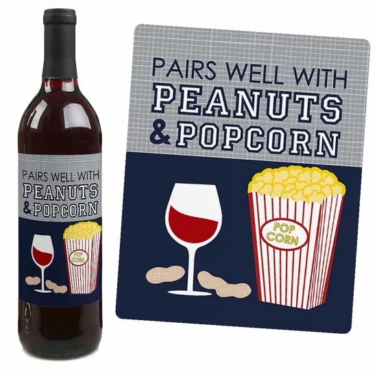 Big Dot of Happiness Batter Up - Baseball - Baby Shower or Birthday Party Decorations for Women and Men - Wine Bottle Label Stickers - Set of 4 {7}