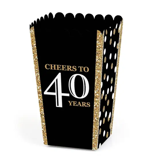 Big Dot of Happiness Adult 40th Birthday - Gold - Birthday Party Favor Popcorn Treat Boxes - Set of 12 {1}