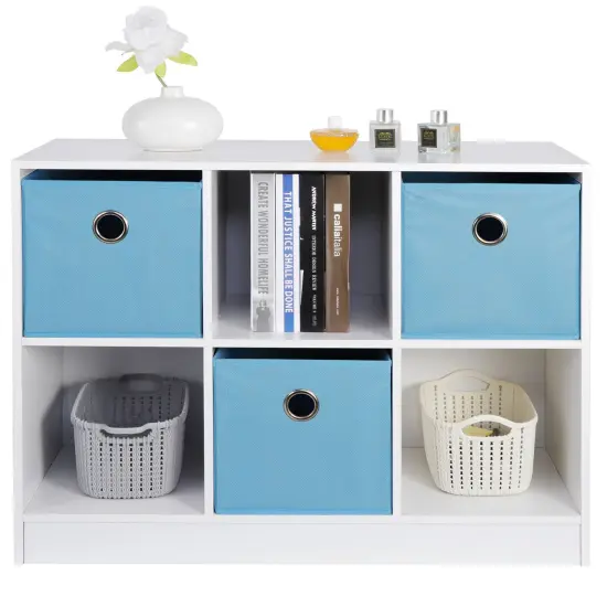 6 Cube Storage Cabinet Shelves Basic Bookcase Boxes Bookshelf. {1}