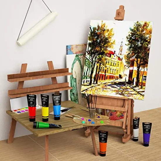 8 Primary ColorsCraft Acrylic Paint Set,（(120ml,4 oz) Rich Pigments Non-Toxic Washable, Professional Paint for Pouring on Canvas, Rocks, Ceramic, Fabric, Leather, Ideal for Artist, Adults {4}