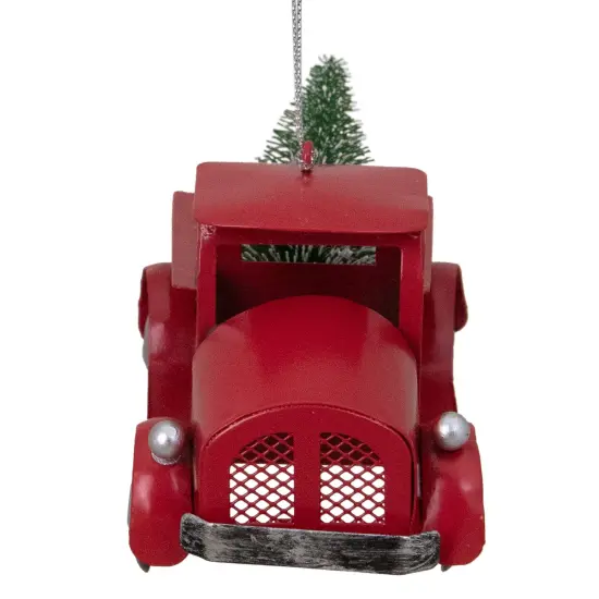Northlight 4.5" Red Vintage Style Truck with Frosted Tree Christmas Ornament {6}