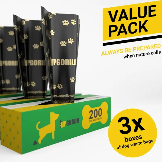 Emma and Oliver Kirk 3 Roll Set of 8 x 13 Unscented Premium Pet Waste Station Bags, 600 Extra Thick and Strong Leak Proof Dog Waste Bags Black {3}