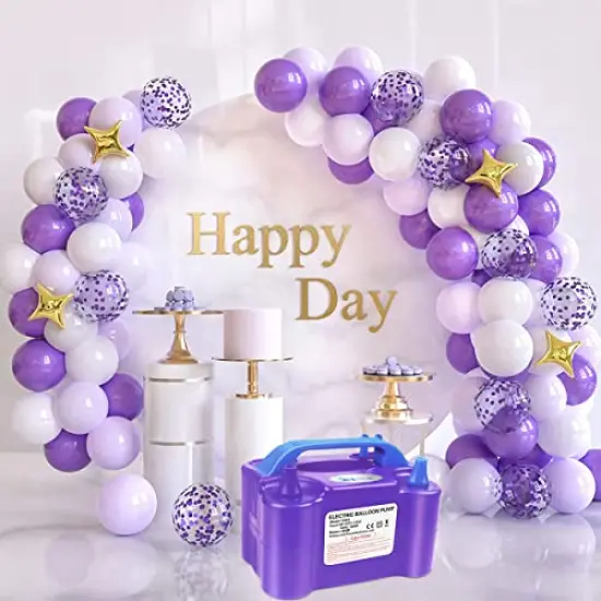 Electric Balloon Pump Portable Balloon Pump Electric Air Balloon Pump Electric Balloon Inflator, Balloon Decorations for Birthday Parties, Weddings, Festivals and Party（Purple） {4}